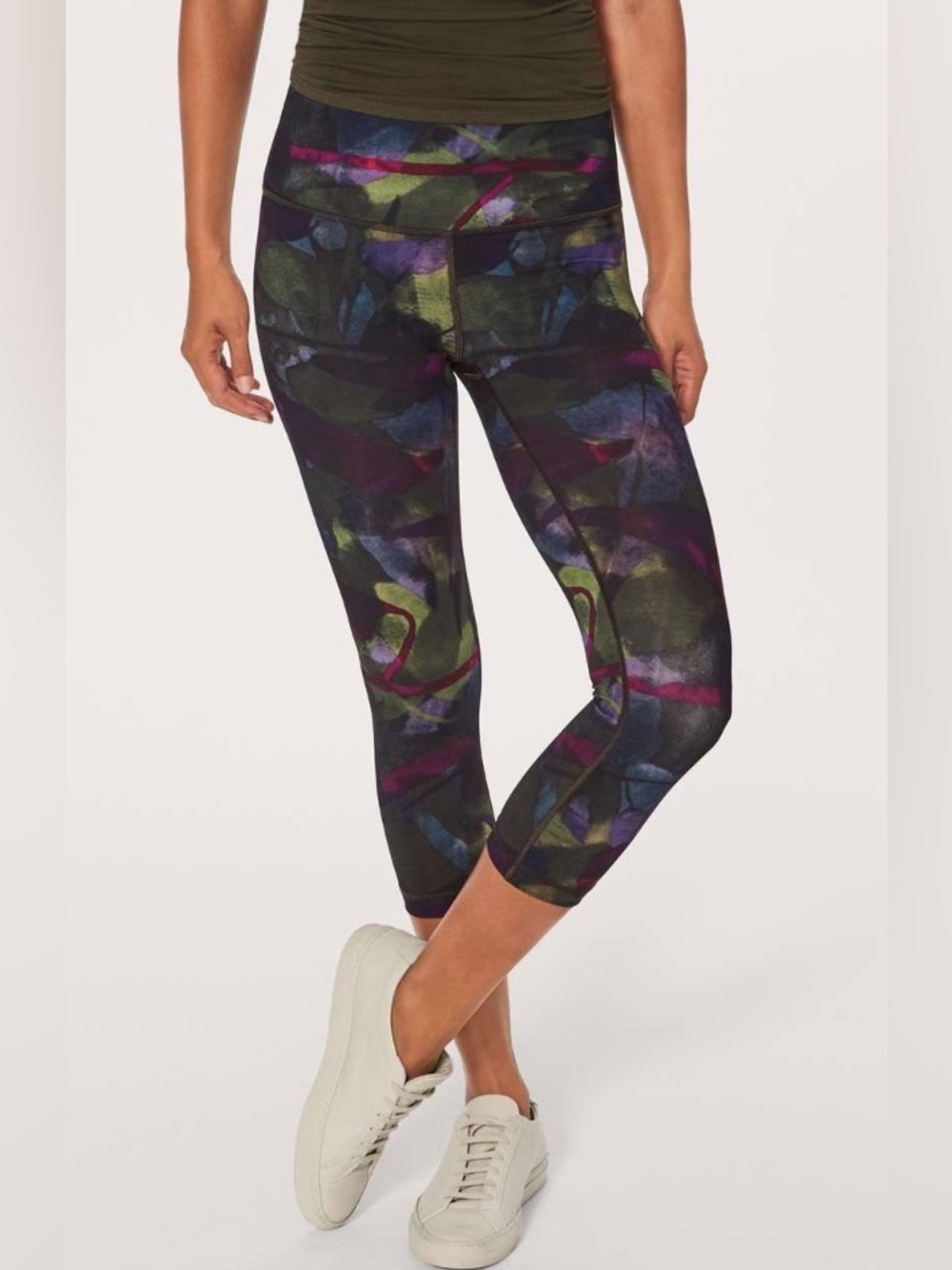 lululemon athletica Wunder Under Crop Hi-Rise Leggings Aura Multi Color Size 10